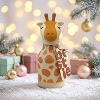 Bouteille isotherme en acier inoxydable sans BPA de 450 ml pour enfants, à double paroi, anti-fuite, avec paille en silicone et bouchon animal