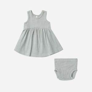 Ropa informal de verano para niñas pequeñas, venta al por mayor, ropa de algodón orgánico para niños pequeños, falda para niñas, vestido oscilante de rubí a rayas de camello - Product Image 3