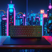 Clavier mécanique de jeu Havit KB890L avec disposition arabe et espagnole, interrupteurs bleus, ergonomique, filaire, étanche, RVB pour PC
