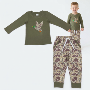 Ensemble de vêtements pour bébé garçon, chemise à manches longues brodée avec un motif de dinde et pantalon camouflage, tenues pour bébés - Product Image 3