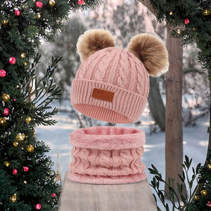 <span class=keywords><strong>Ensemble</strong></span> <span class=keywords><strong>bonnet</strong></span>, écharpe et gants en tricot d'hiver 4 pièces pour bébé garçon fille tout-petit, <span class=keywords><strong>bonnet</strong></span> chaud à pompon - Product Image 1