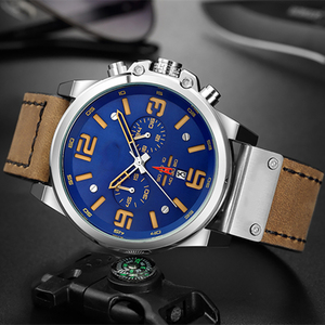 Chronograph cổ tay xem Thạch Anh Chất lượng cao thời trang tùy chỉnh giá thấp thủy tinh không thấm nước Trung Quốc người đàn ông hợp kim OEM da chính hãng - Product Image 6