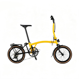 Vélo <span class=keywords><strong>pliable</strong></span> 16 pouces à trois plis, 9 vitesses, cadre en acier léger, frein en V, jante en alliage d'aluminium, guidon Y/M - Product Image 1