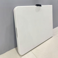 Table pliante d'extérieur portable pas chère, 6 pieds, blanche/noire, en plastique, design moderne pour les dîners, les événements et les fêtes