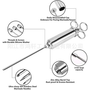 Stainless Steel Marinade Injector 304 With Three Needles For Turkey Steak <b>BBQ</b> Cooking Tool - Product Image 4