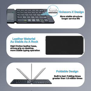 Mini Wireless BT Ultra Thin Folding Leather <b>Keyboard</b> With Touchpad Portable Business Travel Silent <b>Keyboard</b> For Laptop /Tablet - Product Image 6