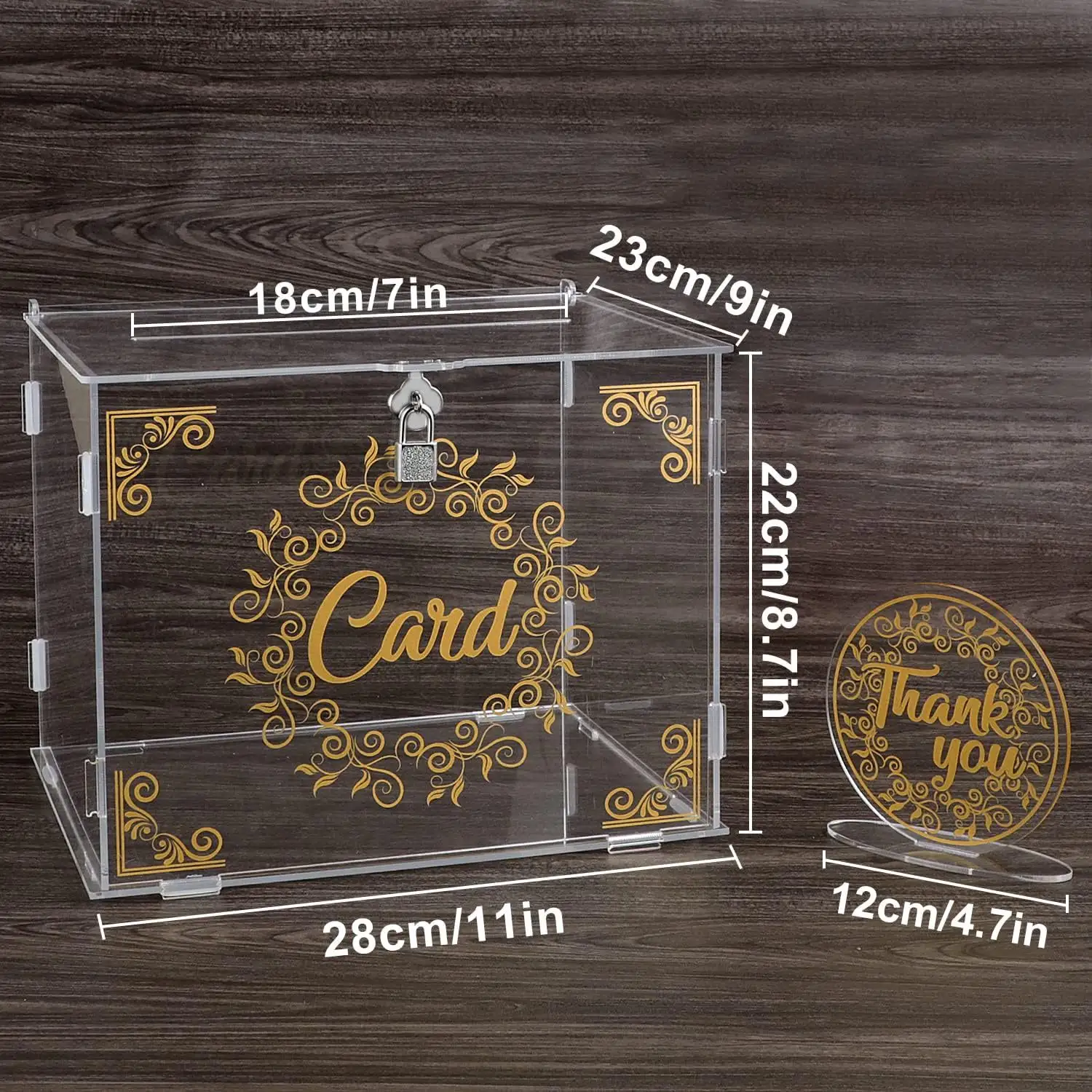 Caja de regalo de boda de acrílico ensamblada transparente diseño de letras de mano para estantes de exhibición para colección de tarjetas Uso de boda