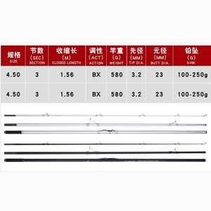<span class=keywords><strong>Canne</strong></span> à pêche de surf de haute qualité 4,5 m, Fuji Japon, longue portée, lest 100-250g, 3 sections, pour la pêche en mer depuis le rivage - Product Image 2