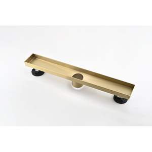 Desagüe de ducha lineal de 12 pulgadas, acero inoxidable 304 con acabado cepillado, con filtro para cabello y patas niveladoras para baño moderno - Product Image 4