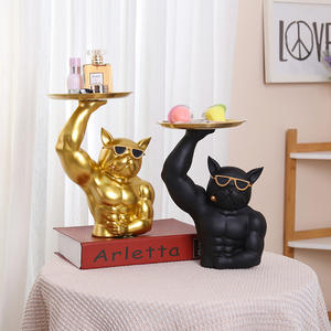 Ornements créatifs personnalisés pour la décoration de la maison moderne Figurine de chien en résine artisanale <span class=keywords><strong>Bouledogue</strong></span> <span class=keywords><strong>anglais</strong></span> musclé Statue Plateau décoratif de table Art - Product Image 6