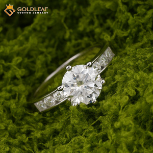 Goldleafgem Custom Brilliant Cut Moissanite 18K Gold Plated Prong Setting Classic 925 <b>Silver</b> Women's Wedding Engagement <b>Ring</b> - Product Image 3