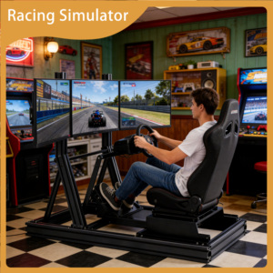 Cockpit de simulation de course automobile en <span class=keywords><strong>aluminium</strong></span> de grande taille pour l'e-sport, avec cadre stable et support pour trois moniteurs - Product Image 1