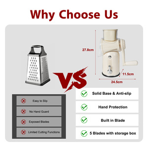 5 lưỡi điều chỉnh công cụ đa chức năng hướng dẫn sử dụng trống Nut pho mát mandoline cắt trái cây quay rau vắt Chopper - Product Image 6