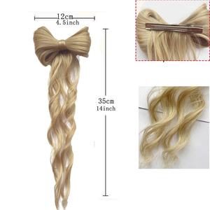 Lazo medio atado Cola de Caballo sintética esponjosa peluca ondulada trenza captura Clip <span class=keywords><strong>contrato</strong></span> cabeza de bola trenza Cola de Caballo extensión para mujeres - Product Image 3