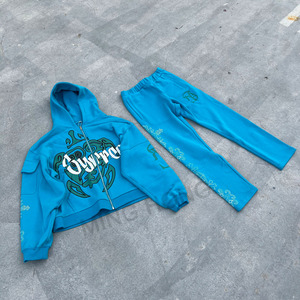 Ensembles de sweat à capuche zippé personnalisé de haute qualité avec logo imprimé Streetwear Survêtements en coton pour hommes - Product Image 5