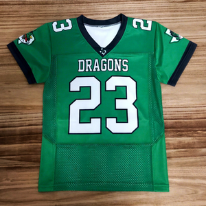 Camiseta de Fútbol Americano Dragons para Hombre, Verde, Cuello en V, Manga Corta, Malla Sublimada, Transpirable, Ajuste Atlético - Product Image 1