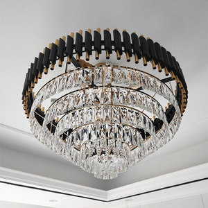Lámpara de Araña Moderna de Lujo en Negro y Dorado con Cristales, Lámpara Colgante LED de Múltiples Capas para Sala de Estar, Vestíbulo de Hotel - Product Image 3