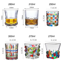 Verres à whisky de roche de diamant de luxe en cristal à l'ancienne de base lourde de Offre Spéciale 270ml pour la barre de partie