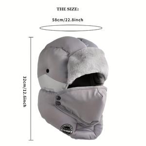 Gorro Lei Feng para hombre, gorro de invierno cálido a prueba de viento para esquí, gorro de ciclismo al aire libre con forro polar grueso, gris, negro, azul marino - Product Image 5