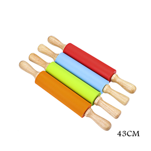 Đầy Màu Sắc Mini 23Cm <span class=keywords><strong>Silicone</strong></span> Cán <span class=keywords><strong>Pin</strong></span> Với Không Dính Tay Cầm Bằng Gỗ Trẻ Em Công Cụ Nướng - Product Image 5