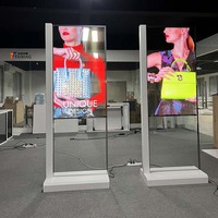 Écran publicitaire OLED de 55 pouces, sur pied, pour intérieur, écran tactile capacitif 10 points, luminosité de 150 à 400 nits, Android/Windows