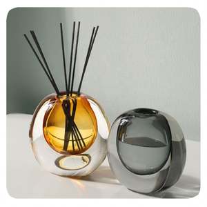 吹きガラス花瓶モダンな家の装飾デザインテーブルセンターピースハイエンド厚く重い無地楕円形のつぼみガラス花瓶 - Product Image 1