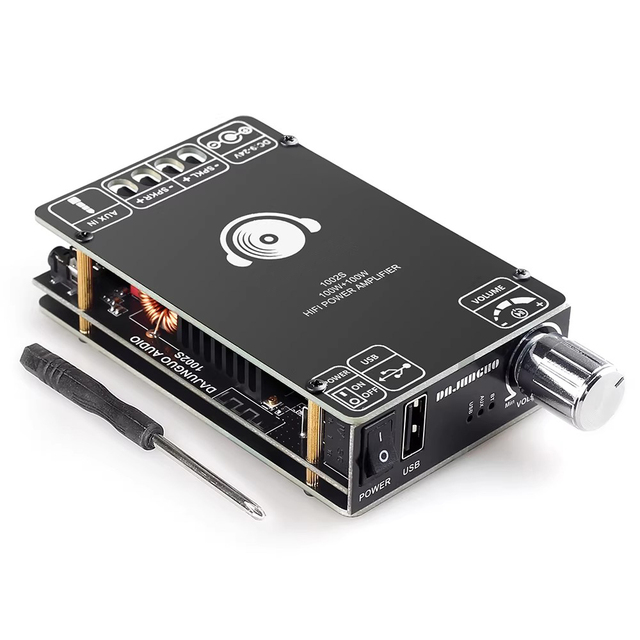 1002S Power Amplifier Board 100W+100W Dual TPA3116D2 Chip Supports Blue-tooth USB and AUX Playback