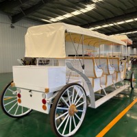 Nouvelle calèche de tourisme blanche à trois rangées avec cadre blanc, personnalisable. Calèche à chevaux / Calèche de mariage.