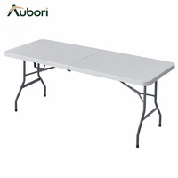 Table pliante en HDPE gain de place 180x70cm, table rectangulaire en plastique avec poignée de transport pour banquets, mariages et événements commerciaux