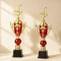 Trofeo de Fútbol Clásico de Plástico Rojo, Trofeo Grande, Trofeo de Fútbol con Gancho Invertido, Trofeo Personalizado, Trofeo de Plástico