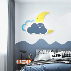 Cloud Moon Shape Decoration Corridor Child Room Living Room Pink Blue Led Wall Lamp