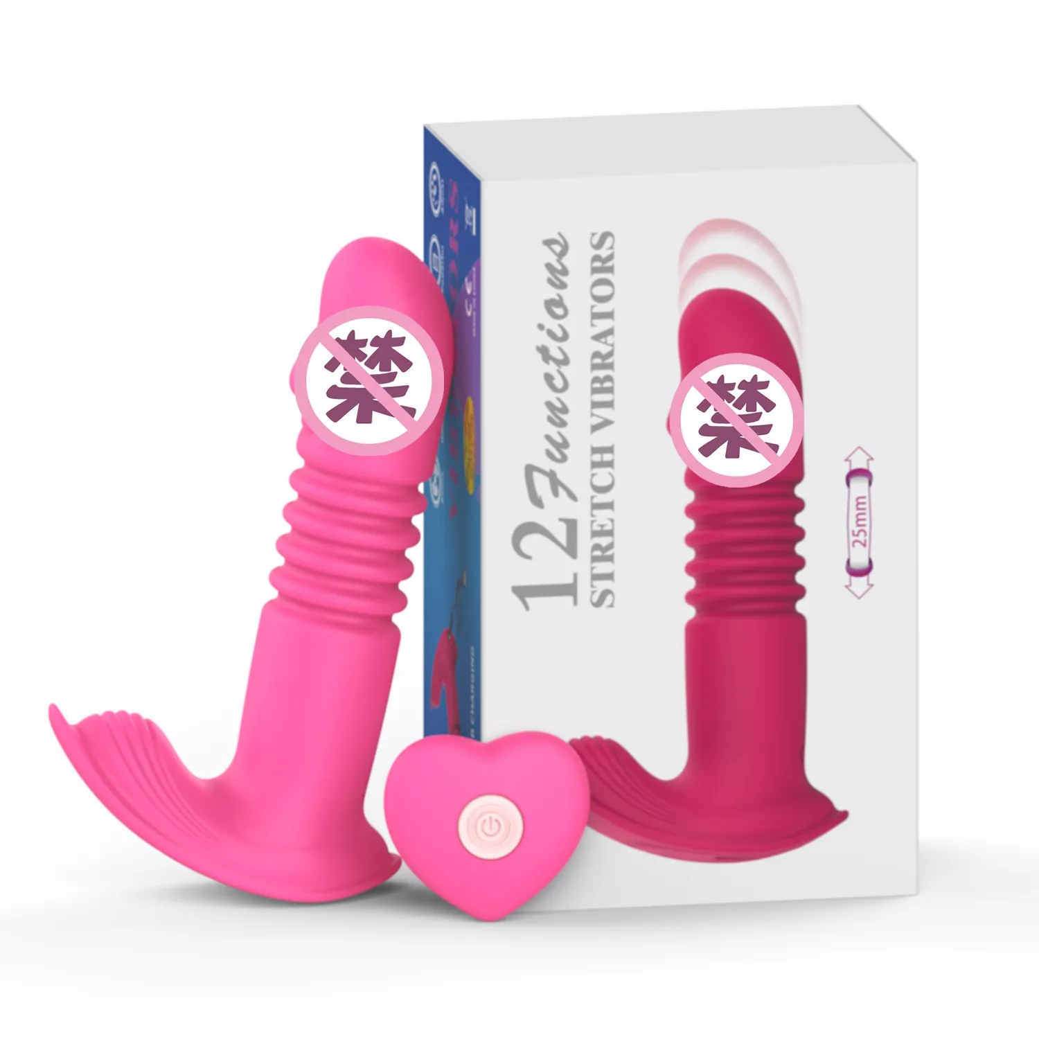Caja personalizada gratis-Vibrador remoto para mujeres Consolador portátil Telescópico Giratorio Masaje vaginal Punto G Clítoris Juguetes sexuales