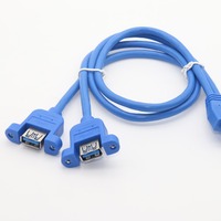 Câble USB 3.0 20 broches pour connecteur de carte mère vers double USB-A femelle avec support de montage sur panneau pour panneau avant de PC et châssis industriel