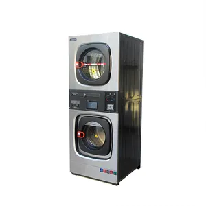 Coin Operated Big Capacity Laundry 10Kg Double Stack Washer And Dryer Machine Laundromat Washing Machines For Sale 20Kg