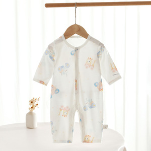 Baby Long Sleeve Bodysuit Thin Knitted Unisex Romper With <b>Cute</b> <b>Bear</b> Print For Newborn Summer Wear - Product Image 3