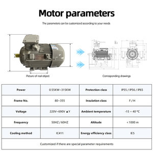 มอเตอร์อินโนโมติกส์ รุ่น 1LE8005 ซีรีส์ 0.55KW~315KW 1500 รอบต่อนาที มอเตอร์อะซิงโครนัสสามเฟส IE5 ประสิทธิภาพสูง 380V 50HZ TEFC - Product Image 3
