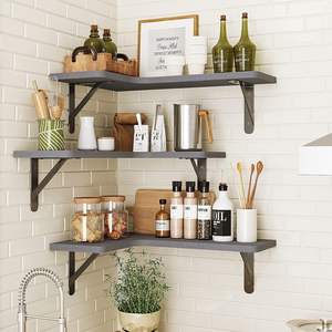 للبيع بالجملة ، أرفف خشبية مثبتة على الحائط بحمولة كبيرة قابلة للتخصيص ، أرفف خشبية مثبتة على الحائط - Product Image 6