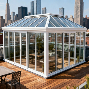 Véranda moderne modulaire préfabriquée quatre saisons en verre imperméable, <span class=keywords><strong>solarium</strong></span> en aluminium creux, maison solaire 2025 - Product Image 1