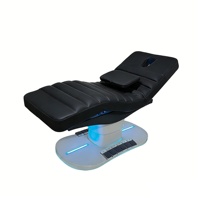 Table de massage de luxe dorée pour salon de beauté, lit de beauté blanc électrique incurvé pour soins du visage et cils avec 3 moteurs