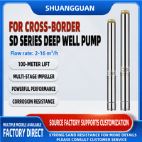 Pompe submersible pour puits profond de 8 mètres cubes par heure, haute pression, en acier inoxydable, pour projet d'eau potable