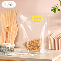 Sachet Doypack Transparent en Plastique Réutilisable avec Bec Verseur et Poignée pour Jus, Huile et Boissons, 1L, 1.5L, 2L, Vente en Gros