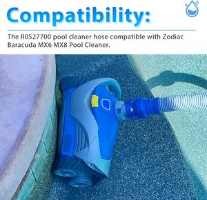 Limpiador de manguera de vacío para limpieza de piscinas R0527700 de 39 pulgadas, piezas de repuesto de manguera de bloqueo de giro rápido para Z-odiac Baracuda MX6 <span class=keywords><strong>MX8</strong></span> - Product Image 4