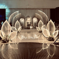 Arche métallique décorative pour mariage et fête, avec éclairage LED, rideau de perles de cristal, support de fond décoratif