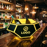 Seau à glace en forme de bateau en plastique avec LED, nouveau design, pour les boîtes de nuit
