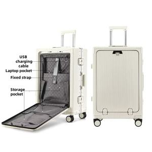 Wholesale Storage <b>Trolley</b> Front Opening <b>Luggage</b> USB Cup Holder Aluminum Frame Suitcase Laptop Cabin Password Case Travel - Product Image 6