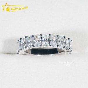 Половина бесконечности дизайн сертификат GRA изысканные ювелирные изделия Хип-хоп S925 Серебряные кольца вечность Сияющий огранки 5*7 мм кольцо с муассанитом - Product Image 6