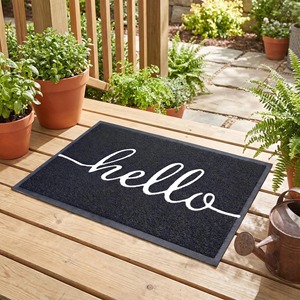 Alfombra de Entrada Rectangular Negra y Gris para Exteriores, Antideslizante, Fácil de Limpiar, Material de PVC - Product Image 1