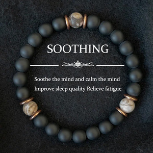 Pulsera de piedra de lava negra, pulsera de meditación con cuentas mate, pulsera de cuentas negras para uso diario, joyería de moda de piedra de lava - Product Image 5