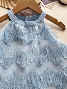 Robes d'été sans manches à bretelles et pompons pour bébés filles, style gâteau, vêtements pour enfants, robe douce pour filles pour les fêtes - Product Image 5
