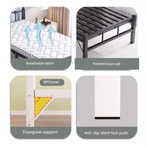 Lit pliant simple en fer, taille individuelle, design minimaliste pour chambre d'enfant, avec finition brossée et espace de rangement - Product Image 4